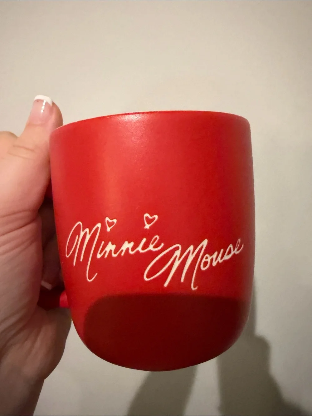 Disney Red Minnie Mouse Ceramic Mug with Cream Graphic Collectible